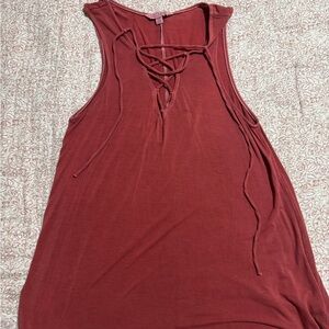 American Eagle Outfitters Rust Lace-Up Tank Top